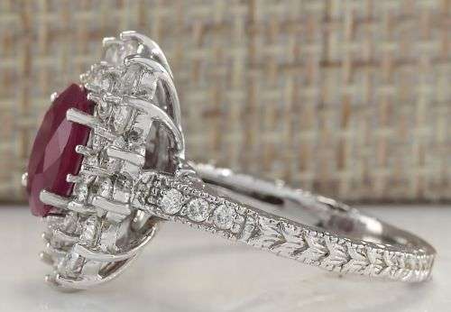 Charming Silver Deep Red Sapphire Oval Ring