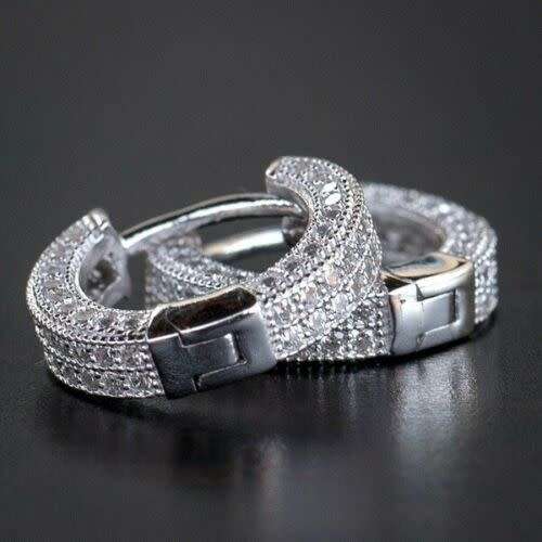 Gemstone Small Huggie Hoop Earrings