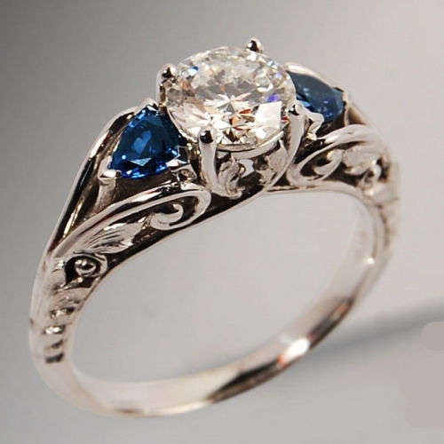 Silver White Sapphire CZ Gemstone Floral Ring
