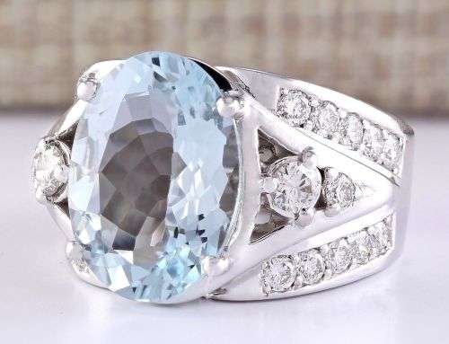 Silver Oval Cut Sea Green Ring