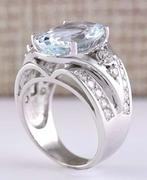 Silver Oval Cut Sea Green Ring