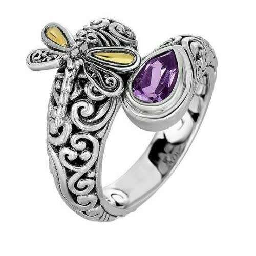 Silver Antique Dragonfly Ring