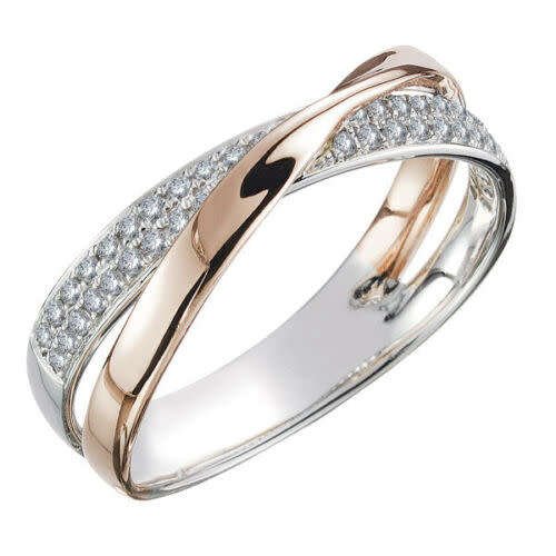 Silver White Sapphire  CZ Two -Tone Jewelry Ring