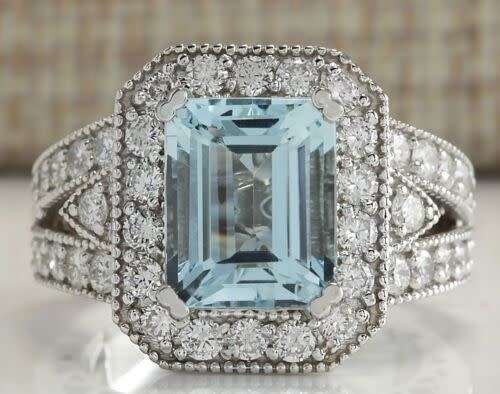 Silver Princess Cut See Green CZ Ring