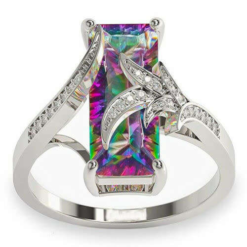 Silver- Mystic Topaz CZ Ring