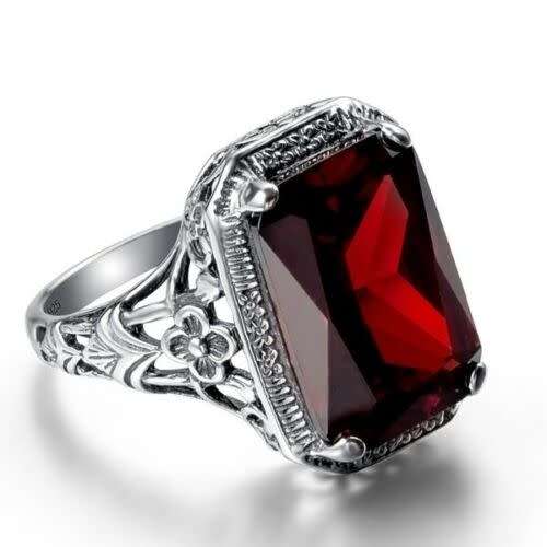 Silver Red Sapphire CZ Ring (LAST ONE)