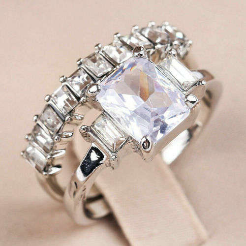 Silver White Sapphire CZ Ring-