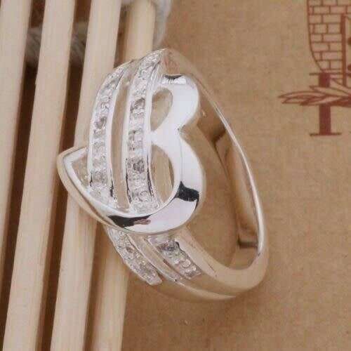 Gorgeous Silver Rings Women White Sapphire CZ Heart Infinity Ring Jewelry Gift Size 7-8