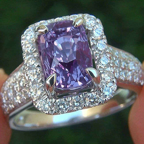 Gorgeous Silver Jewelry Rings Princess Cut Cubic Zirconia Size 7-8