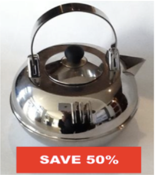 STAINLESS STEEL KETTLE 3L (T.E.N) - SAVE 50% Suitable for use on gas hobs