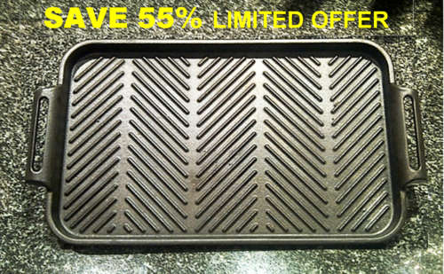 CAST-IRON STEAK GRIDDLE PLATE - SAVE 55% (ONLY 1 AVAILABLE) - PERFECT FOR USE ON YOUR GAS HOB