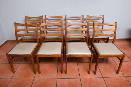 8 x MID CENTURY MODERN DINING CHAIRS - D.S. VORSTER & CO. (MCM) (Retro)