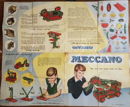 Vintage Meccano set No2 1950s includes RARE original South African 1956/7 price list brochure