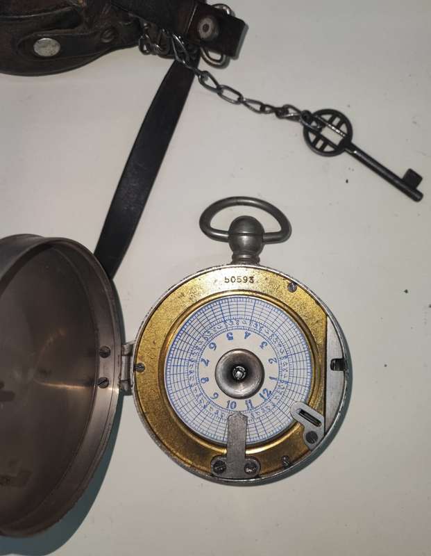 Antique Night Watchman`s recording clock. With high quality working platform escapement.