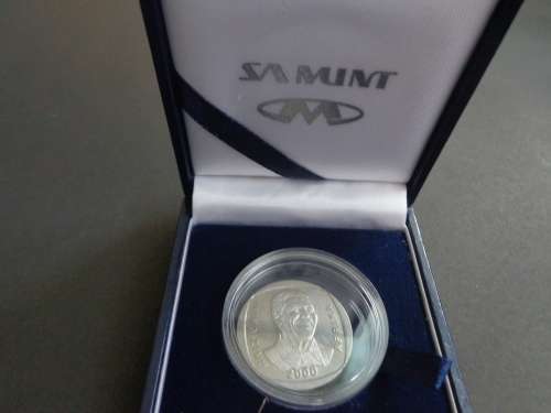 NELSON MANDELA 2000 Smiley face Coin in capsule and SA Mint blue box