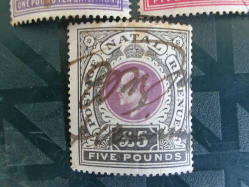 NATAL 1902/3 KE VII Revenue  USED  Part Sets Stamps including 5 pounds