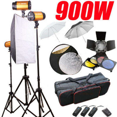 NEWEST!900W STROBE STUDIO FLASH LIGHTING KIT TRIGGER 3x 300W