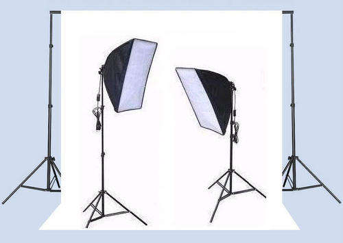 STUDIO CONTINUOUS FLUORESCENT STUDIO  LIGHTING KIT with  2 x 2m Backdrop Stand & Backdrop