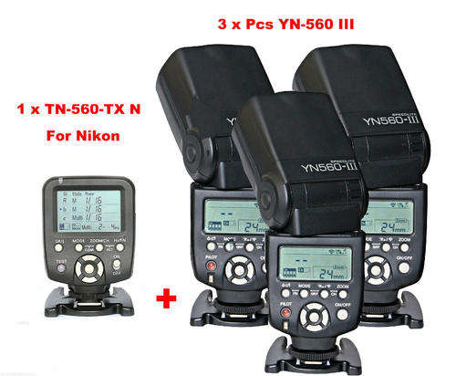 Yongnuo YN560-TX Wireless Flash Controller for Nikon + 3 x YN-560III Flash