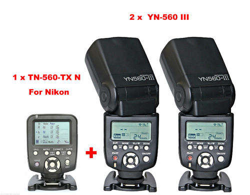 Yongnuo YN560-TX Wireless Flash Controller for Nikon + 2 x YN-560III Flash Set
