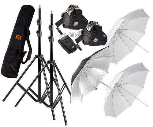 Double Strobist Wireless Trigger Kit w/ Umbrellas & Light Stand Bag