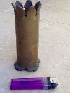 solid brass bomb shell casing candlestick holder trench art
