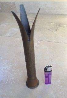 solid brass bomb shell casing candlestick holder , taller trench art