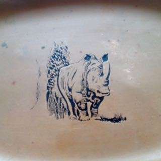 copper vintage rhinoceres rhino  bowl tray