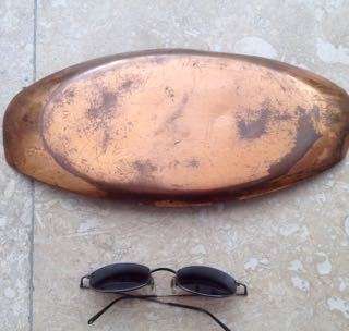 copper vintage rhinoceres rhino  bowl tray