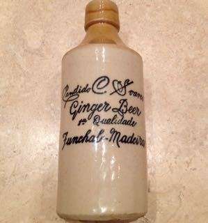 vintage pottery ginger beer bottle , portuguese
