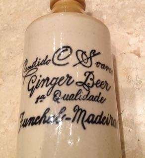 vintage pottery ginger beer bottle , portuguese