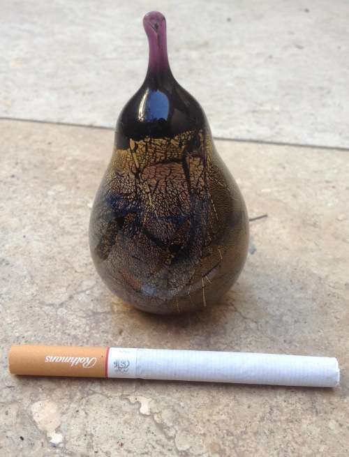 glass pear paper weight , gold accent