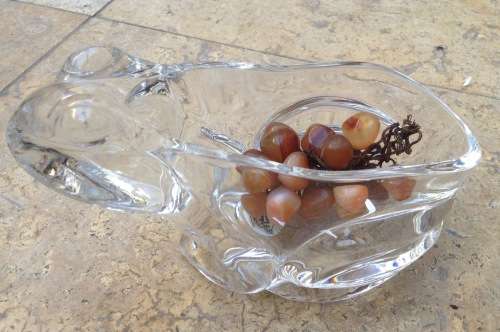 Cristal D Arques frog bowl with precious stone grapes