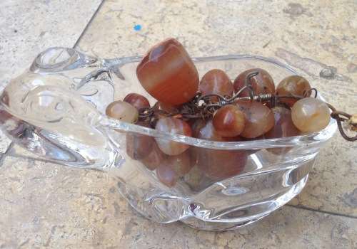 Cristal D Arques frog bowl with precious stone grapes