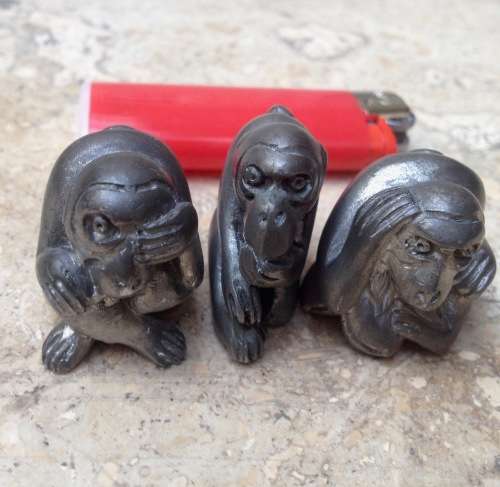 vintage miniature pewter three wise monkeys 1988