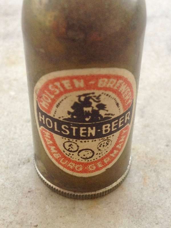 miniature vintage holstens beer bottle wick and flint lighter , made in Germany