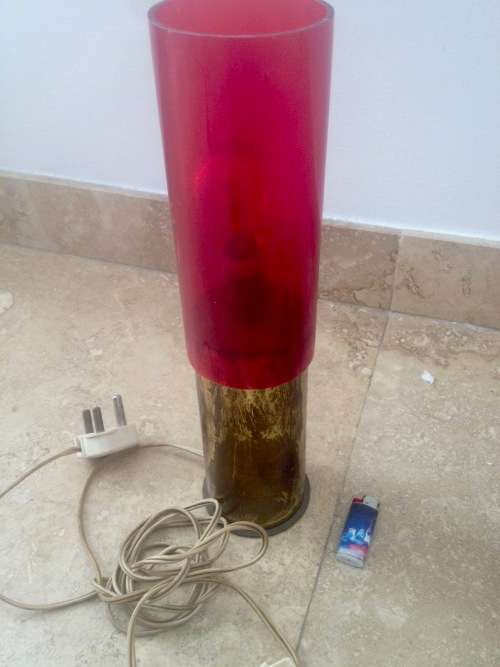 vintage bullet shell 1917 brass red ambient lamp , trench art