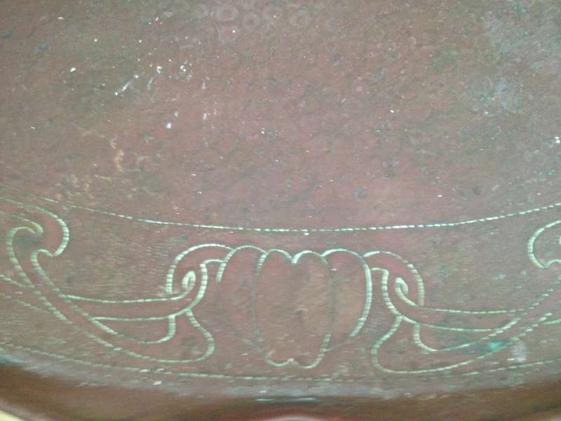 Vintage copper tray folded edges coffee tray drinks tray