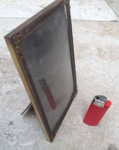 vintage brass photo frame with convex glass plus 2 other brass frames