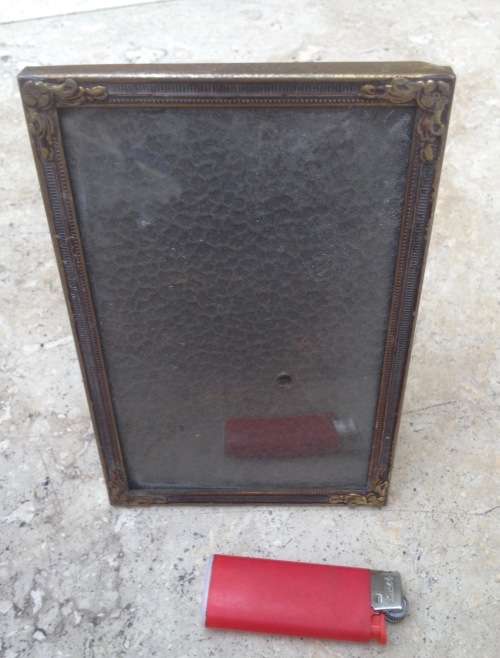 vintage brass photo frame with convex glass plus 2 other brass frames
