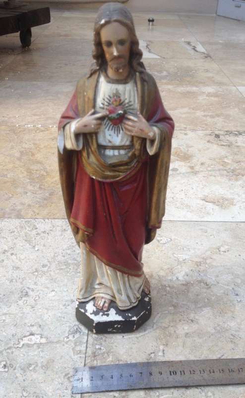 vintage sacred heart of Jesus statue figurine