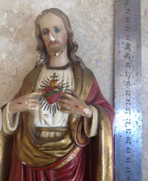 vintage sacred heart of Jesus statue figurine