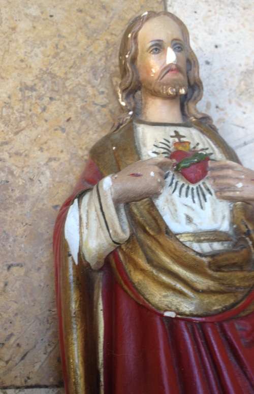 vintage sacred heart of Jesus statue figurine