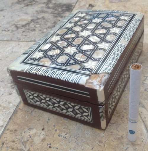 vintage mother of pearl inlaid egyptian jewelry box