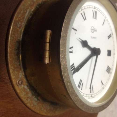 vintage barigo quartz brass porthole clock with date
