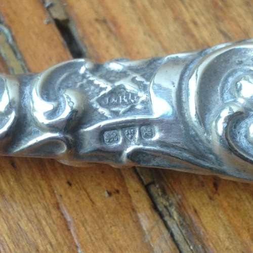 vintage J & RG sterling silver handled button hook