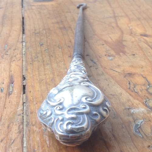 vintage J & RG sterling silver handled button hook