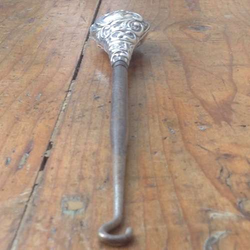 vintage J & RG sterling silver handled button hook