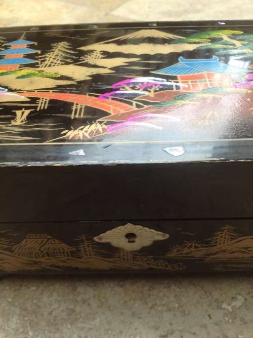 vintage Japanese music jewelry box , mother of pearl , needs a service