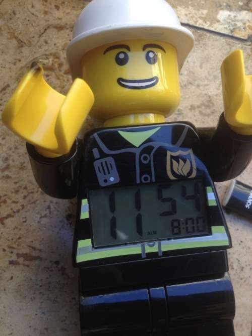 Lego fire man alarm clock